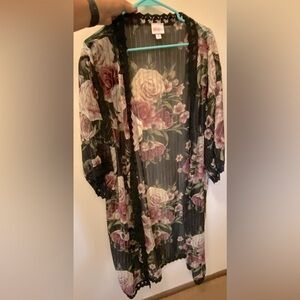 LuLaRoe Chloe overlay, black and floral, size M
